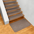 Set of 15 Skid-Resistant Carpet Stair Treads and Matching Landing Rug - Praline Brown