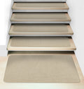 Set of 15 Attachable Carpet Stair Treads and Matching Landing Rug - Ivory Cream