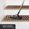 Set of 15 Attachable Indoor Carpet Stair Treads – Diamond Trellis Lattice – Coffee Brown & Vanilla Cream