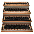 Set of 15 Attachable Indoor Carpet Stair Treads – Traditional Lattice with Floral Border – Ebony Black