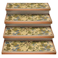 Set of 15 Attachable Indoor Carpet Stair Treads – Botanical Daydream – Golden Beige