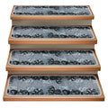 Set of 15 Attachable Indoor Carpet Stair Treads – Elegant Scroll – Silver Gray