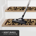 Set of 15 Attachable Indoor Carpet Stair Treads – Laurel Lane – Espresso Brown & Golden Cream