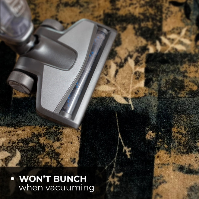 Skid-Resistant Area Rug Distressed Leaves - Faded Blue & Beige