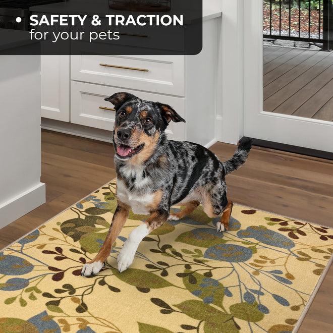 Skid-Resistant Area Rug Botanical Daydream – Golden Beige