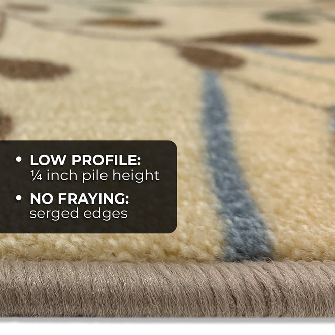Skid-Resistant Area Rug Botanical Daydream – Golden Beige