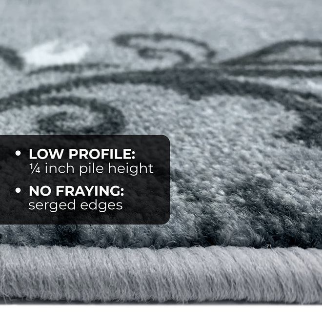 Skid-Resistant Area Rug Elegant Scroll – Silver Gray