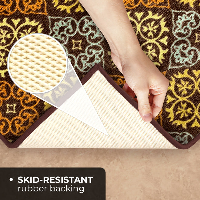 Skid-Resistant Carpet Runner Kaleidoscope Bloom – Autumn Brown