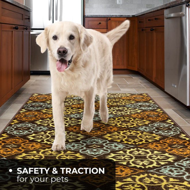 Skid-Resistant Carpet Runner Kaleidoscope Bloom – Autumn Brown