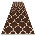 Skid-Resistant Carpet Runner Moroccan Trellis Lattice – Coffee Brown & Vanilla Cream