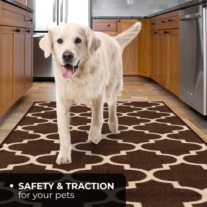 Skid-Resistant Carpet Runner Moroccan Trellis Lattice – Coffee Brown & Vanilla Cream