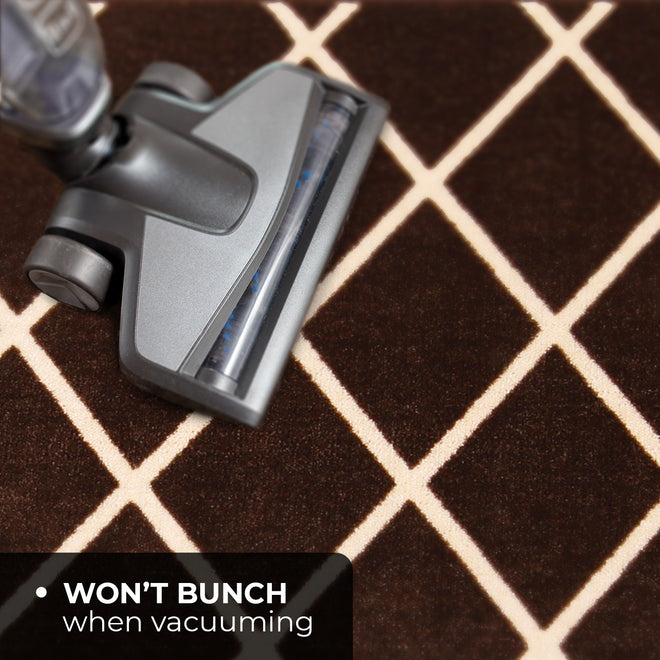 Skid-Resistant Carpet Runner Diamond Trellis Lattice – Coffee Brown & Vanilla Cream