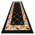 Skid-Resistant Carpet Runner Traditional Lattice with Floral Border – Ebony Black