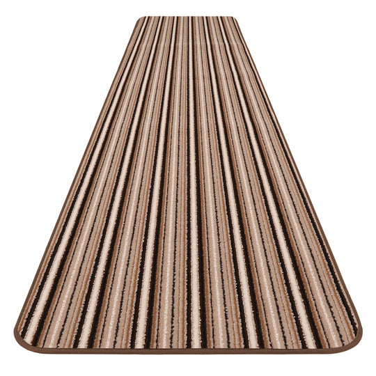 Skid-Resistant Carpet Runner Mocha Brown Stripe