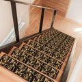 Set of 15 Skid-Resistant Carpet Stair Treads – Laurel Lane – Espresso Brown & Golden Cream