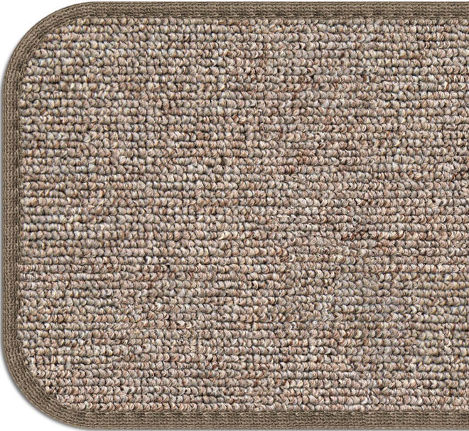Set of 15 Skid-Resistant Carpet Stair Treads and Matching Landing Rug - Pebble Beige