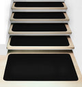 Set of 15 Attachable Carpet Stair Treads and Matching Landing Rug - Black