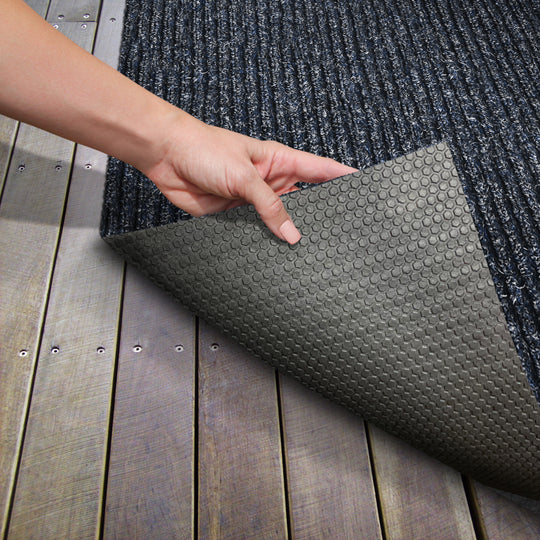 Heavy-Duty Ribbed Indoor Outdoor Carpet Stormy Blue
