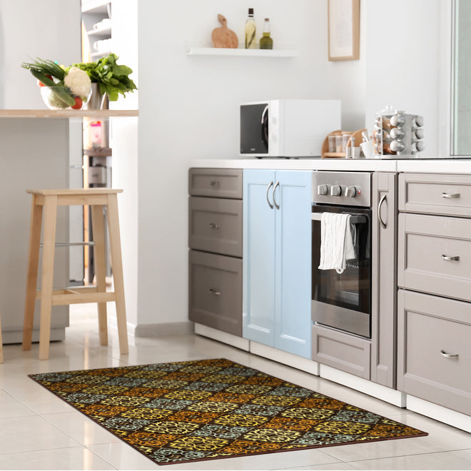 Skid-Resistant Area Rug Kaleidoscope Bloom – Autumn Brown