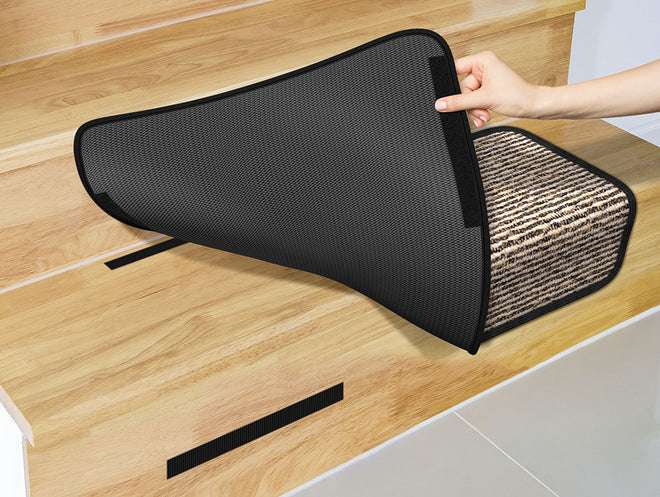 Overstep Attachable Carpet Stair Treads Black Ripple