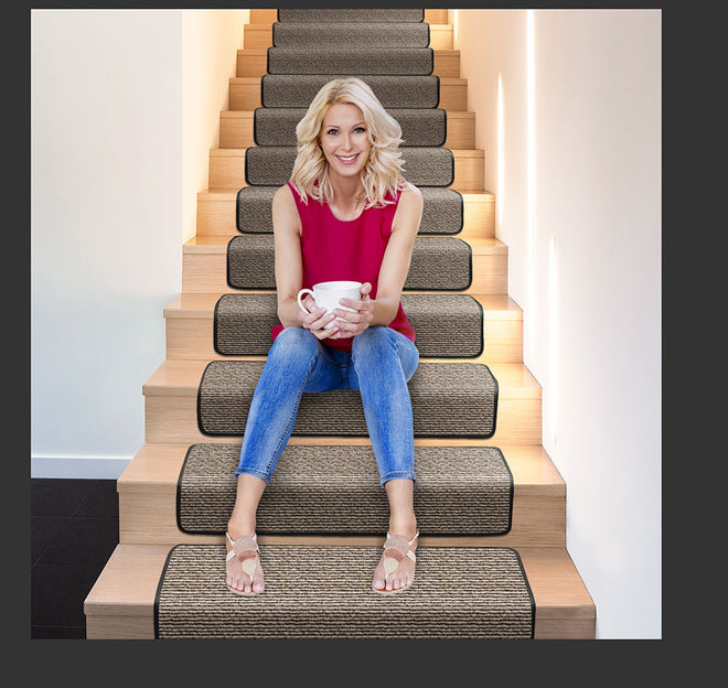 Overstep Attachable Carpet Stair Treads Black Ripple
