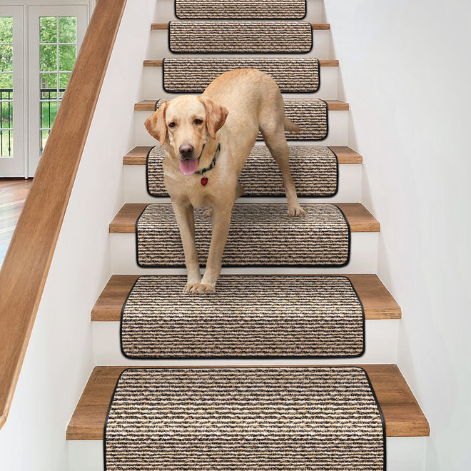 Overstep Attachable Carpet Stair Treads Black Ripple