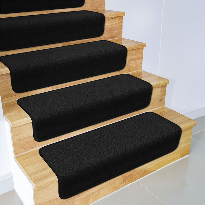 Overstep Attachable Carpet Stair Treads Black
