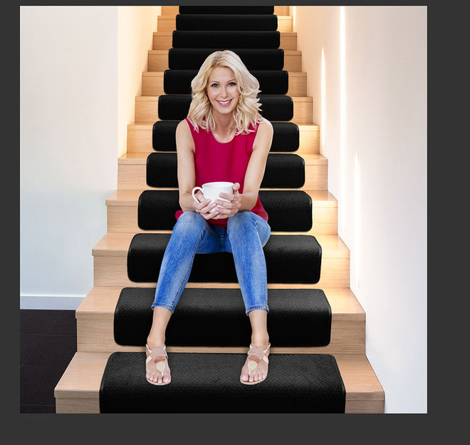 Overstep Attachable Carpet Stair Treads Black