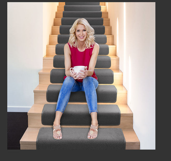 Overstep Attachable Carpet Stair Treads Gray