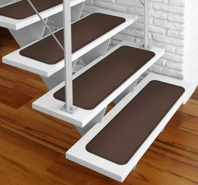 Adhesive Carpet Stair Treads Chocolate Brown