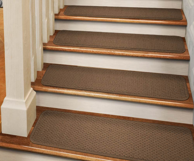 Adhesive Carpet Stair Treads Toffee Brown