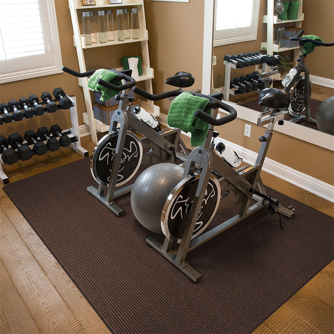 Indoor Outdoor Double-Ribbed Carpet Area Rug with Skid-Resistant Rubber Backing Bittersweet Brown