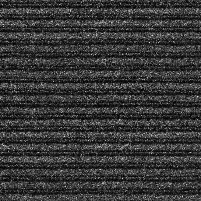 Indoor Outdoor Double-Ribbed Carpet Area Rug with Skid-Resistant Rubber Backing Smokey Black