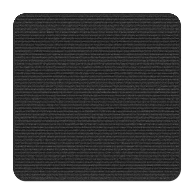 Indoor Outdoor Double-Ribbed Carpet Area Rug with Skid-Resistant Rubber Backing Smokey Black