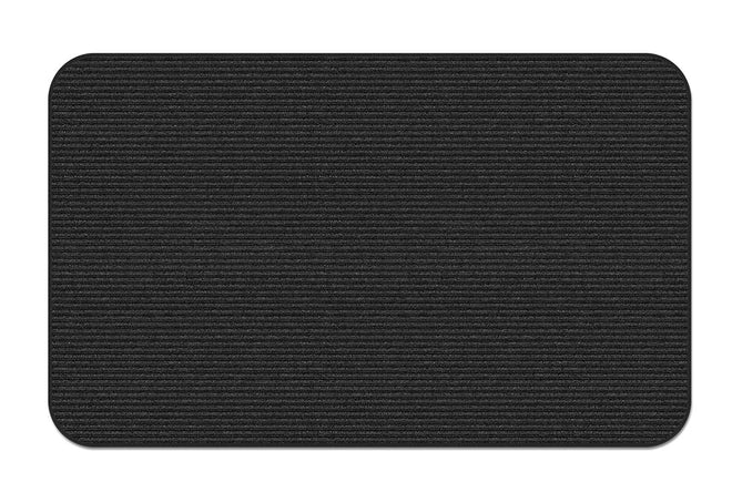 Indoor Outdoor Double-Ribbed Carpet Area Rug with Skid-Resistant Rubber Backing Smokey Black