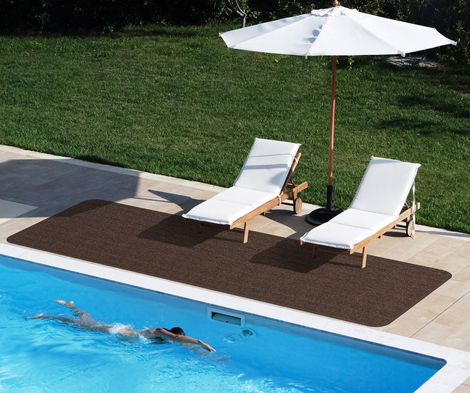 Indoor Outdoor Double-Ribbed Carpet Runner with Skid-Resistant Rubber Backing Bittersweet Brown