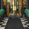 Indoor Outdoor Double-Ribbed Carpet Runner with Skid-Resistant Rubber Backing Smokey Black