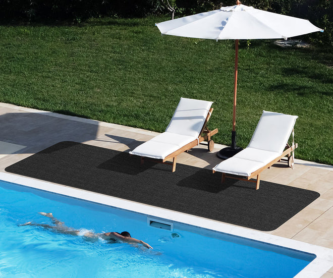 Indoor Outdoor Double-Ribbed Carpet Runner with Skid-Resistant Rubber Backing Smokey Black