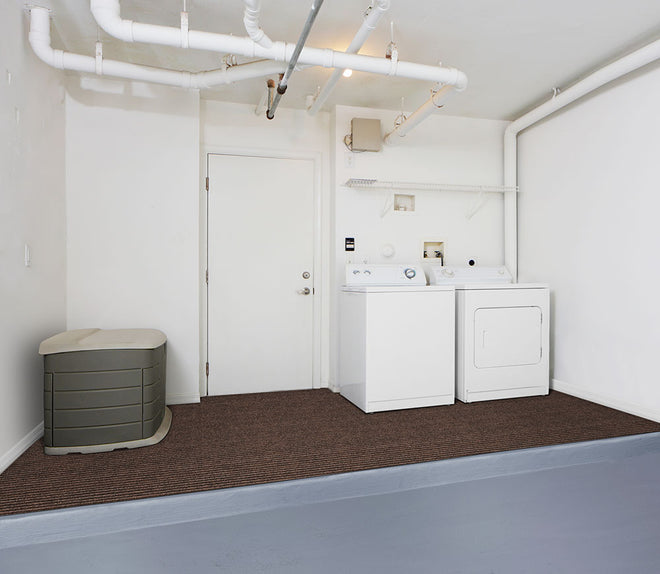 Indoor Outdoor Double-Ribbed Carpet with Skid-Resistant Rubber Backing Bittersweet Brown