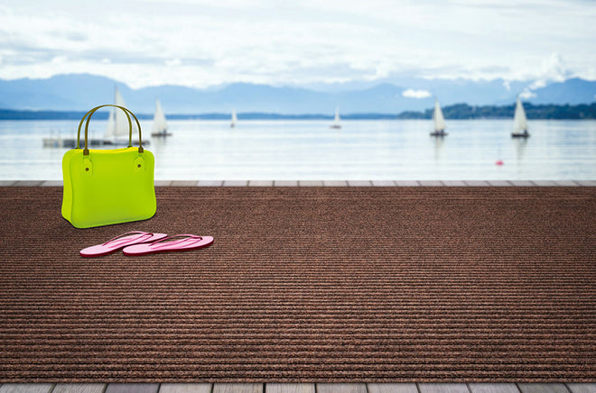 Indoor Outdoor Double-Ribbed Carpet with Skid-Resistant Rubber Backing Bittersweet Brown