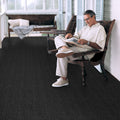 Indoor Outdoor Double-Ribbed Carpet with Skid-Resistant Rubber Backing Smokey Black