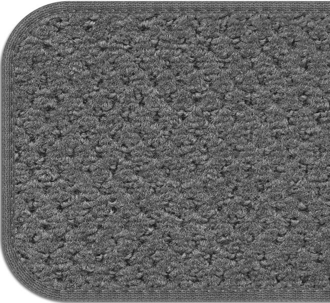 Set of 15 Attachable Carpet Stair Treads and Matching Landing Rug - Gray
