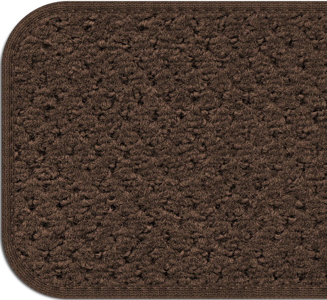 Set of 15 Skid-Resistant Carpet Stair Treads and Matching Landing Rug - Chocolate Brown