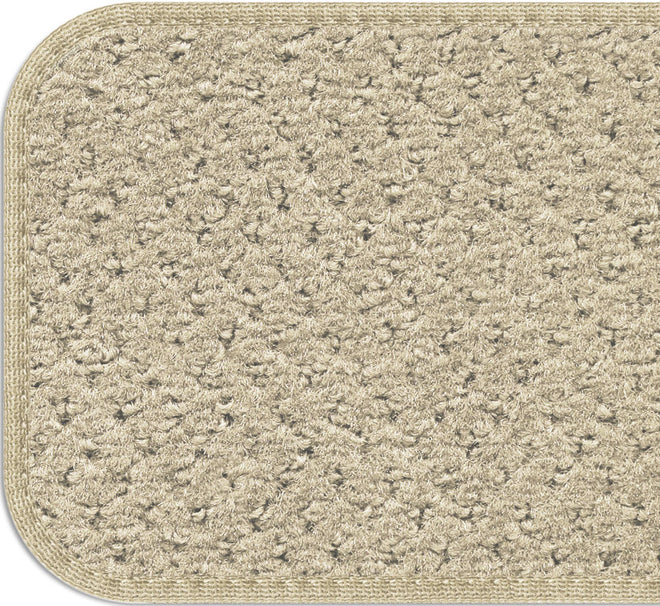 Set of 15 Skid-Resistant Carpet Stair Treads and Matching Landing Rug - Ivory Cream