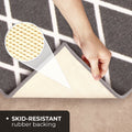 Skid-Resistant Area Rug Diamond Trellis Lattice – Misty Gray & Linen White