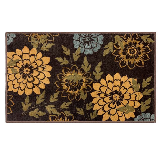 Skid-Resistant Area Rug Floral Bloom – Classic Brown