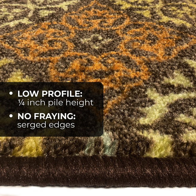Skid-Resistant Carpet Runner Kaleidoscope Bloom – Autumn Brown
