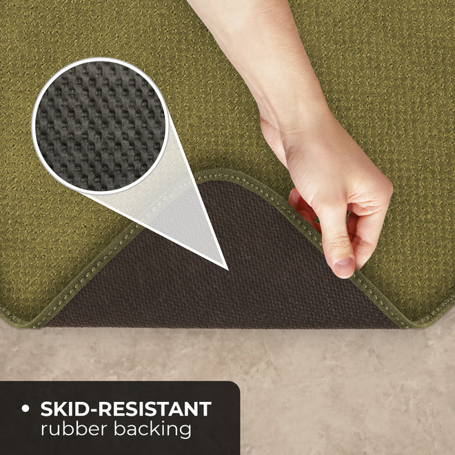 Wide Width Green Kitchen Floor Rug Runner Mat With Anti-slip