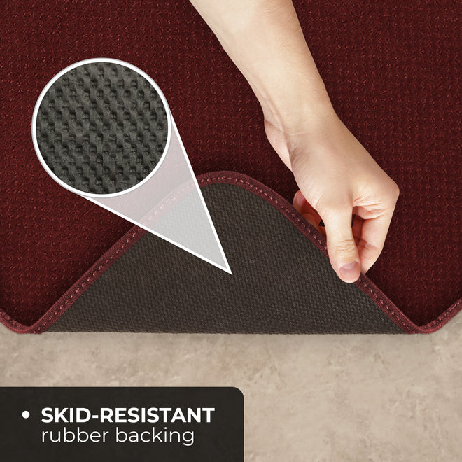 Skid-Resistant Carpet Runner Burgundy Red