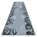 Skid-Resistant Carpet Runner Elegant Scroll – Silver Gray
